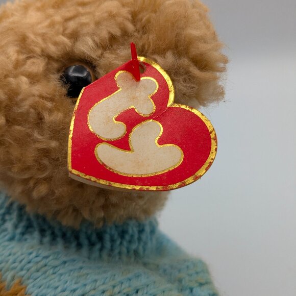 Ty Baby Curly 1992 Plush Fall Leaves Sweater 11" Vintage Stuffed Animal Bear - Picture 10 of 14